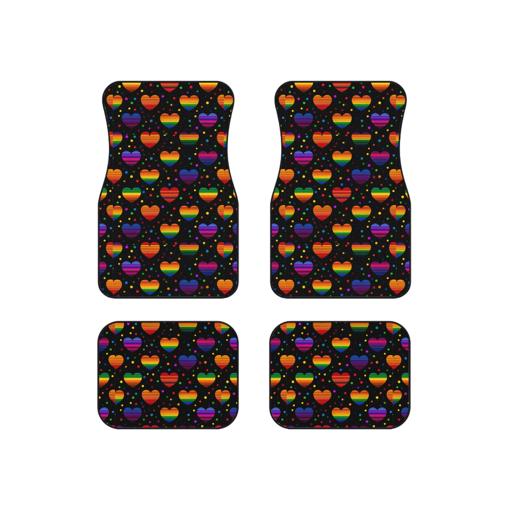 Black rainbow heart car mats, product view 6