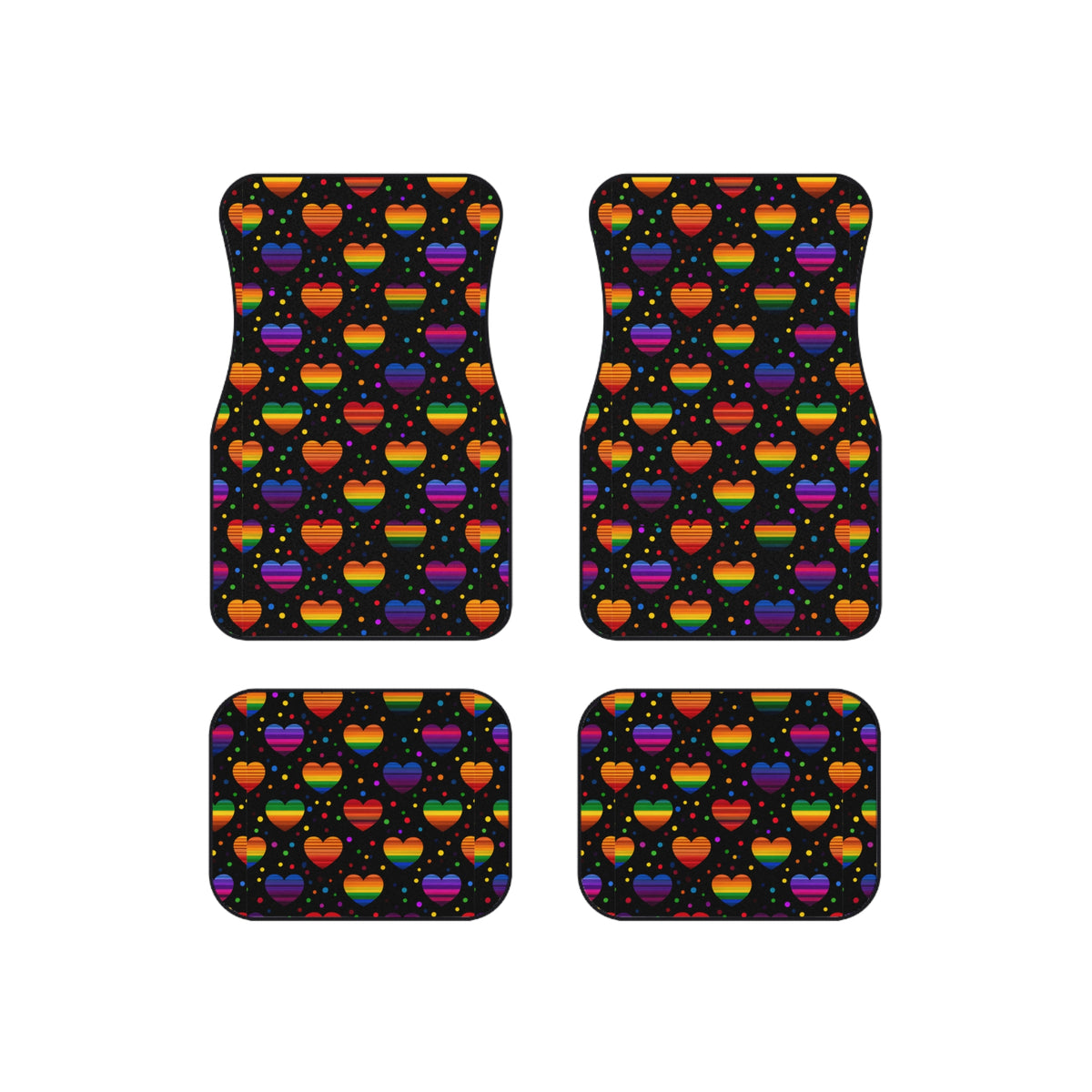 Black rainbow heart car mats, product view 6