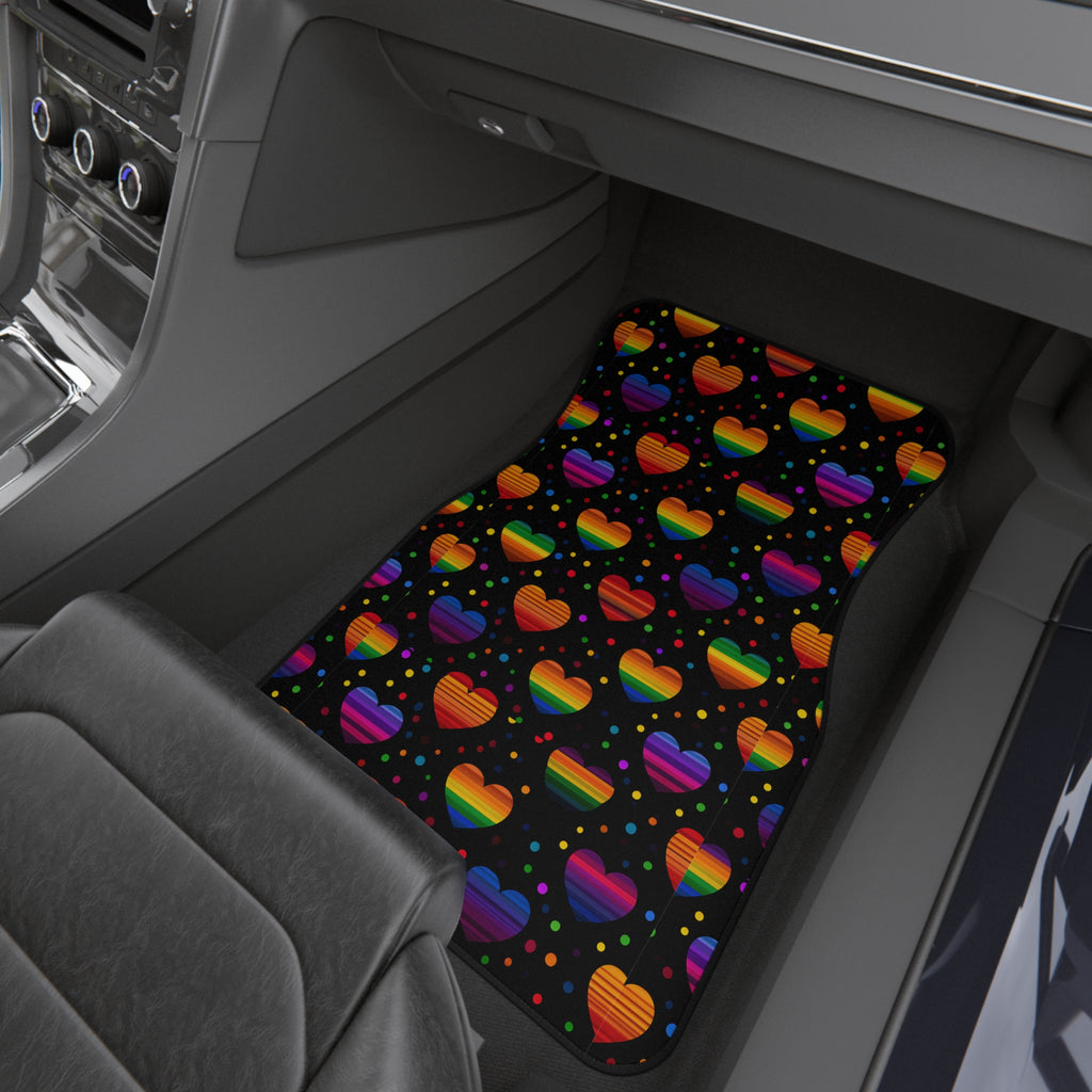 Black rainbow heart car mats, product view 9