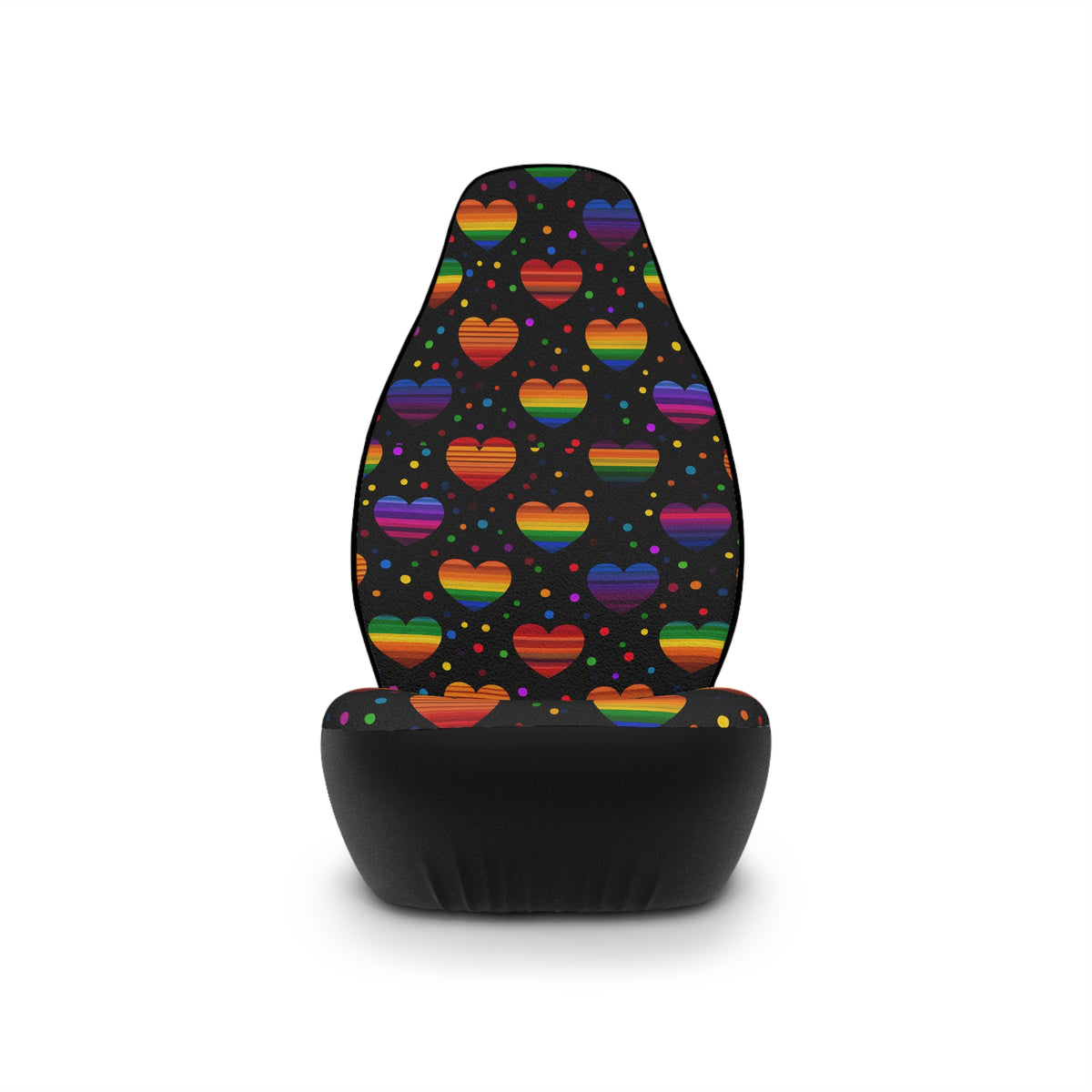 Black rainbow heart car seat covers, product view 4