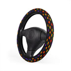 Black rainbow heart steering wheel cover, product view 4