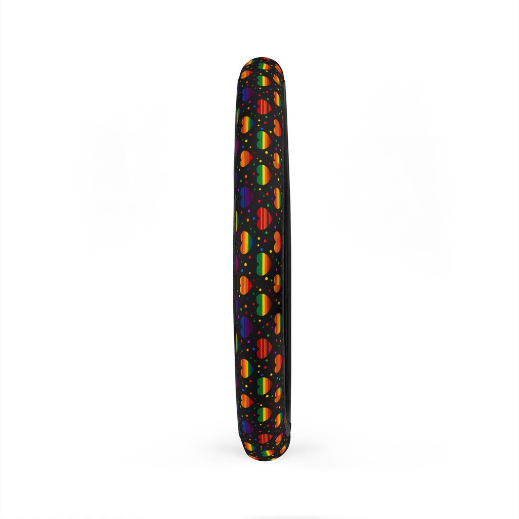 Black rainbow heart steering wheel cover, product view 5