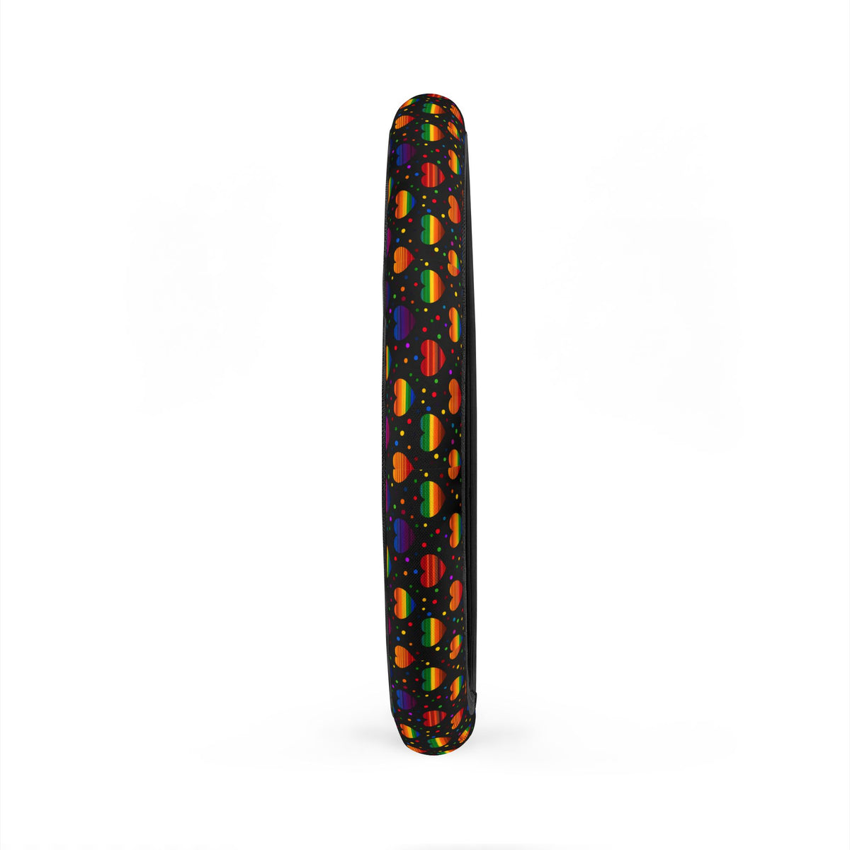 Black rainbow heart steering wheel cover, product view 5