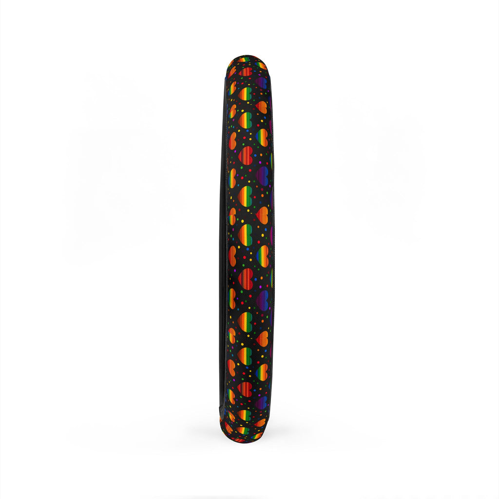 Black rainbow heart steering wheel cover, product view 6