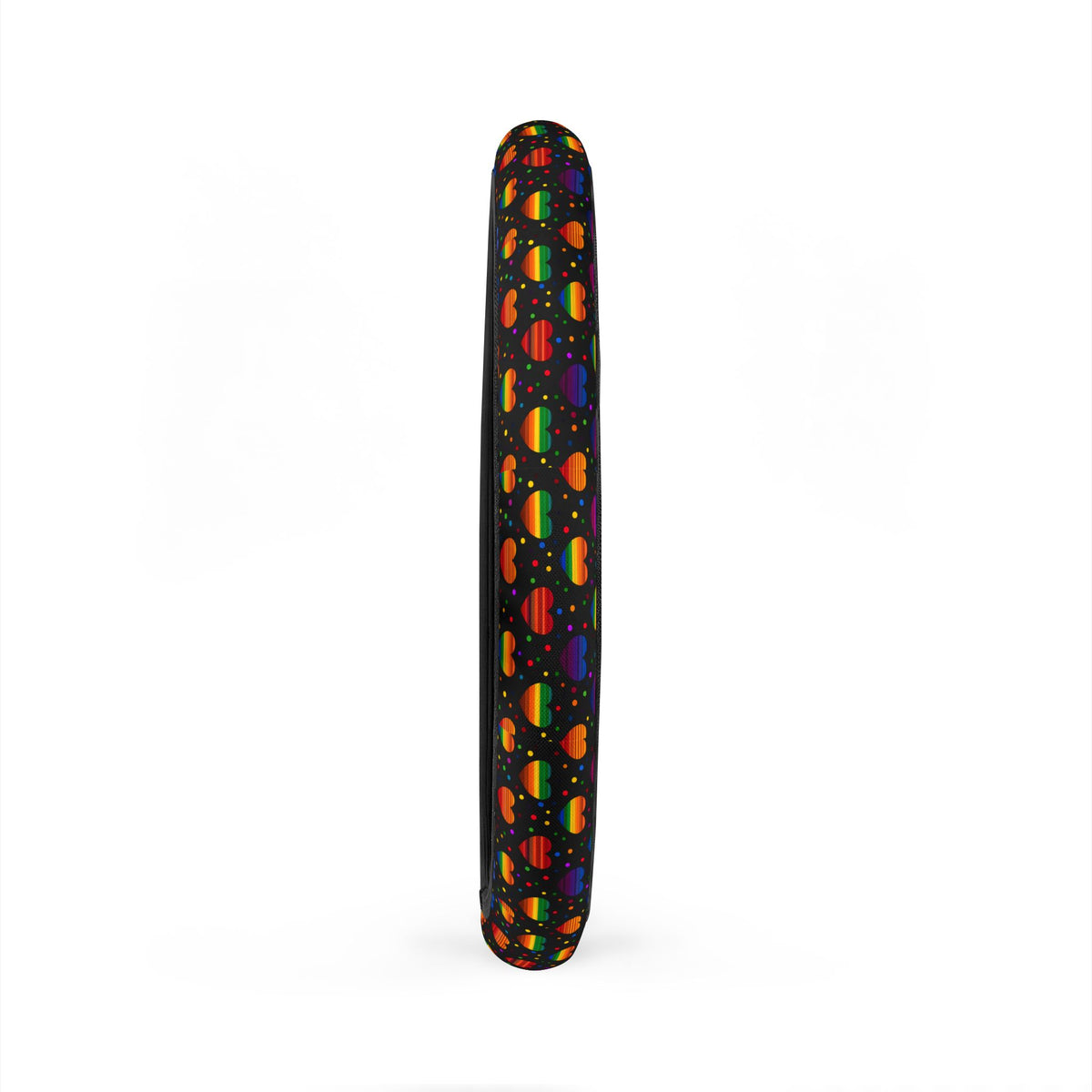 Black rainbow heart steering wheel cover, product view 6