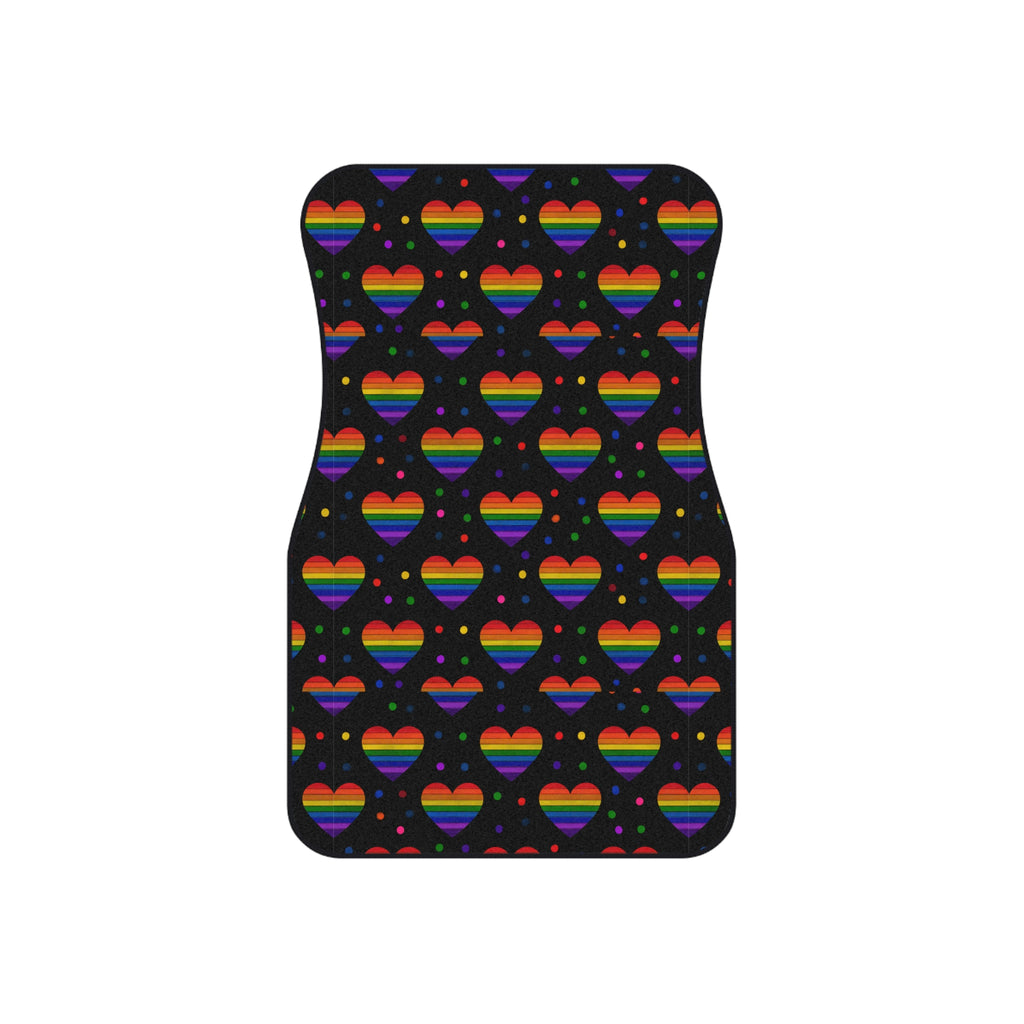 Black rainbow pride car mats, set of four, front and rear mats