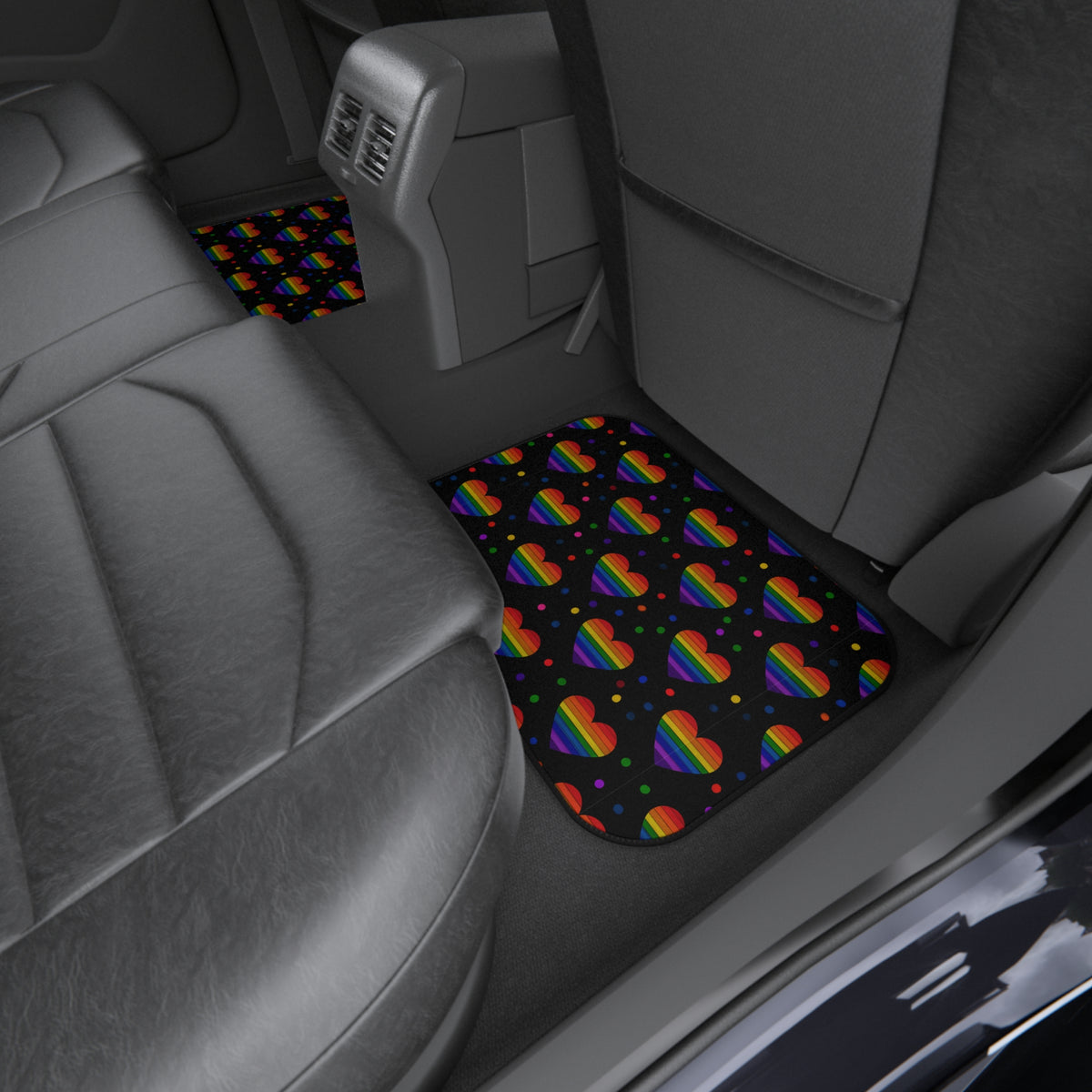 Black rainbow pride car mats, product view 11
