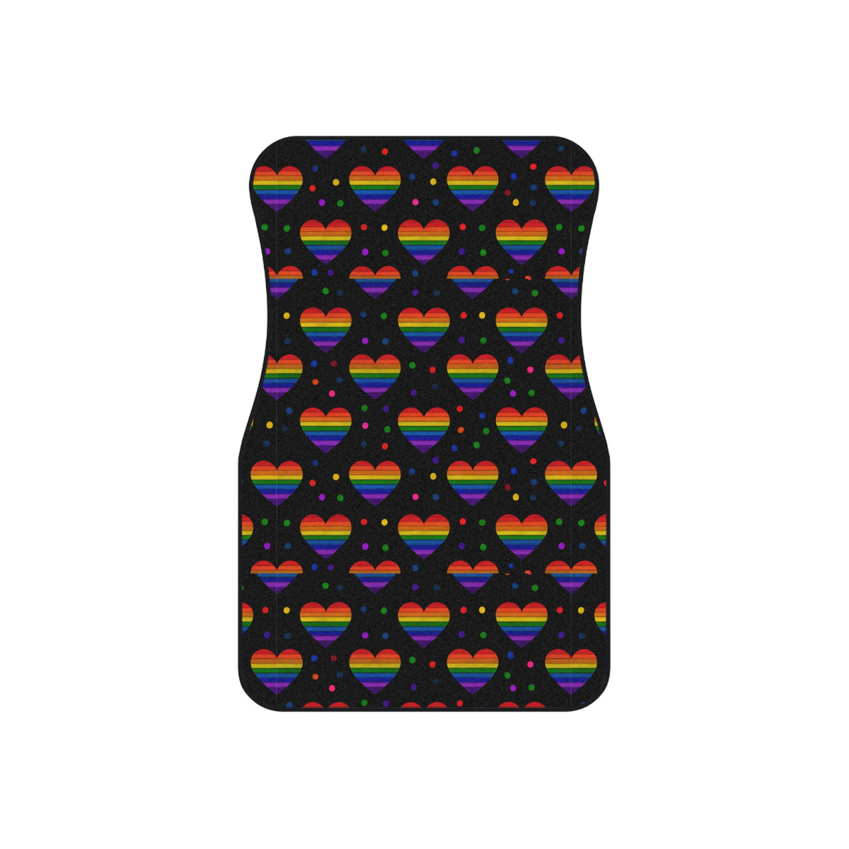 Black rainbow pride car mats, product view 3