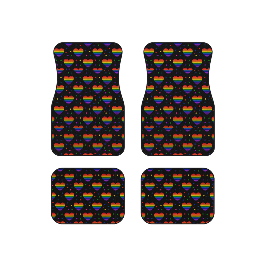 Black rainbow pride car mats, product view 6