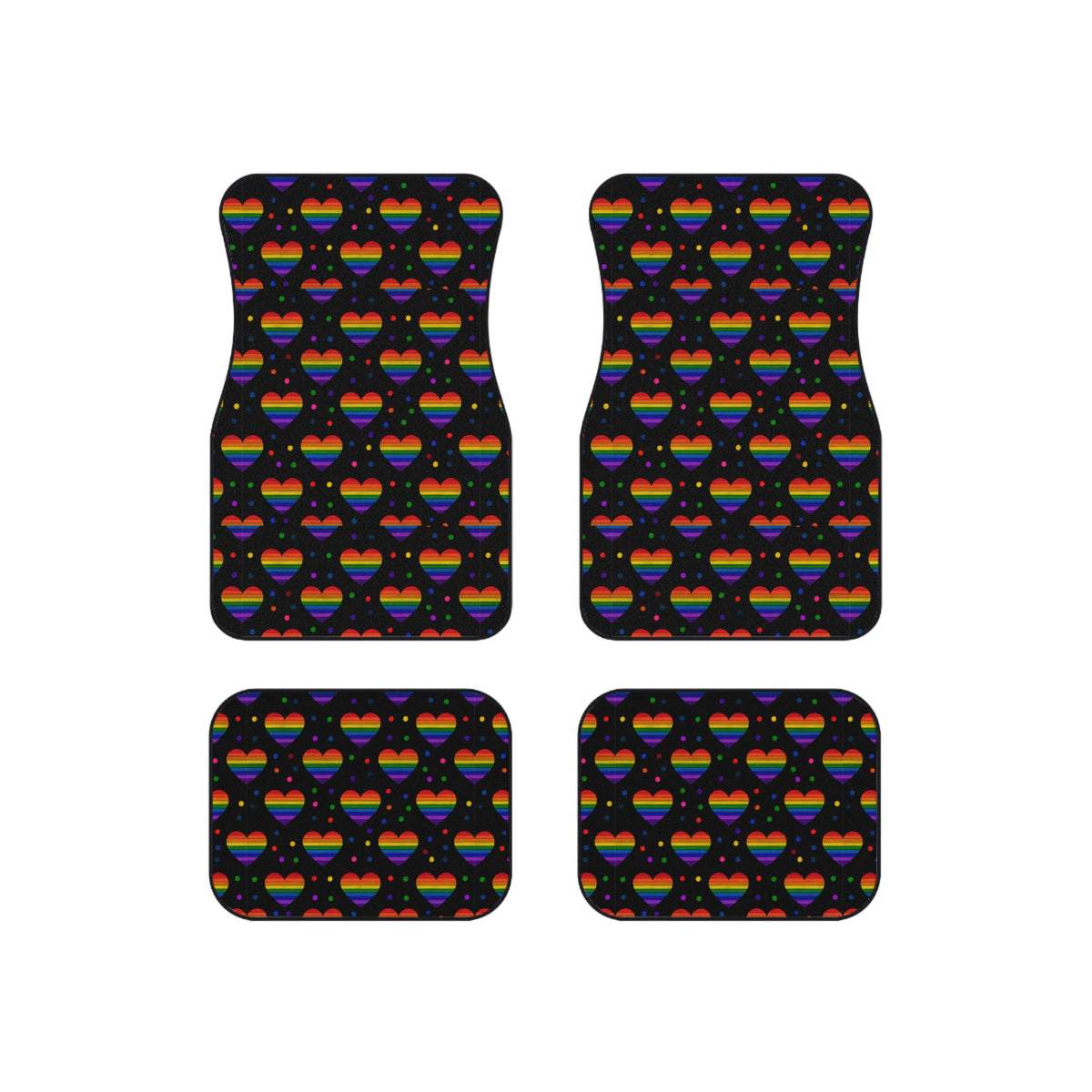 Black rainbow pride car mats, product view 6