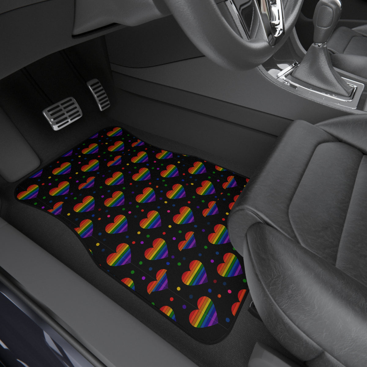 Black rainbow pride car mats, product view 8