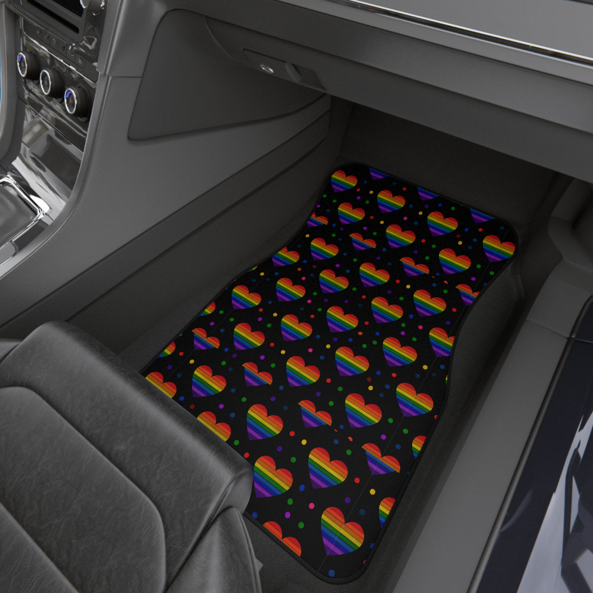 Black rainbow pride car mats, product view 9