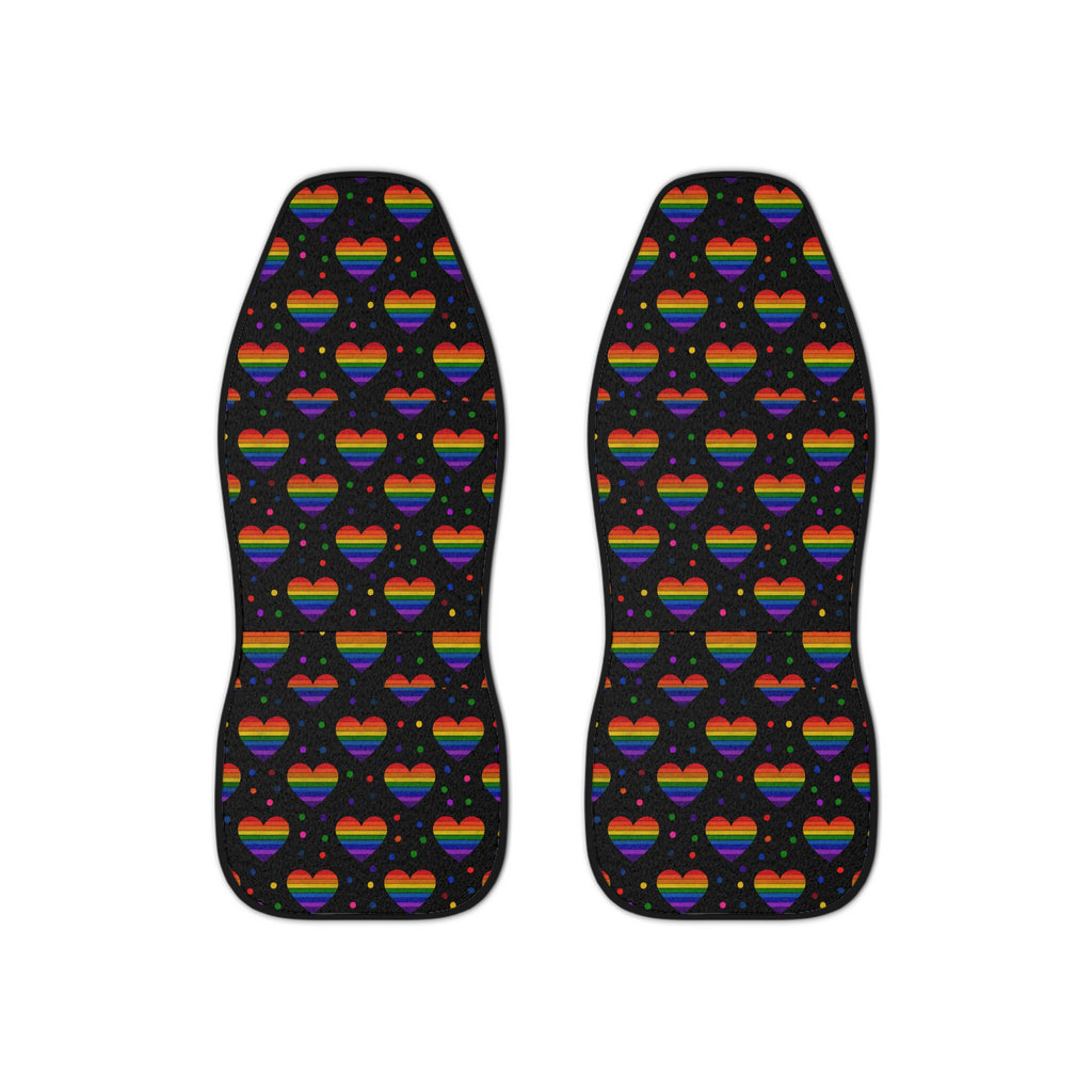 Black rainbow pride car seat covers, set of two front seat covers