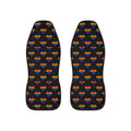 Black rainbow pride car seat covers, set of two front seat covers