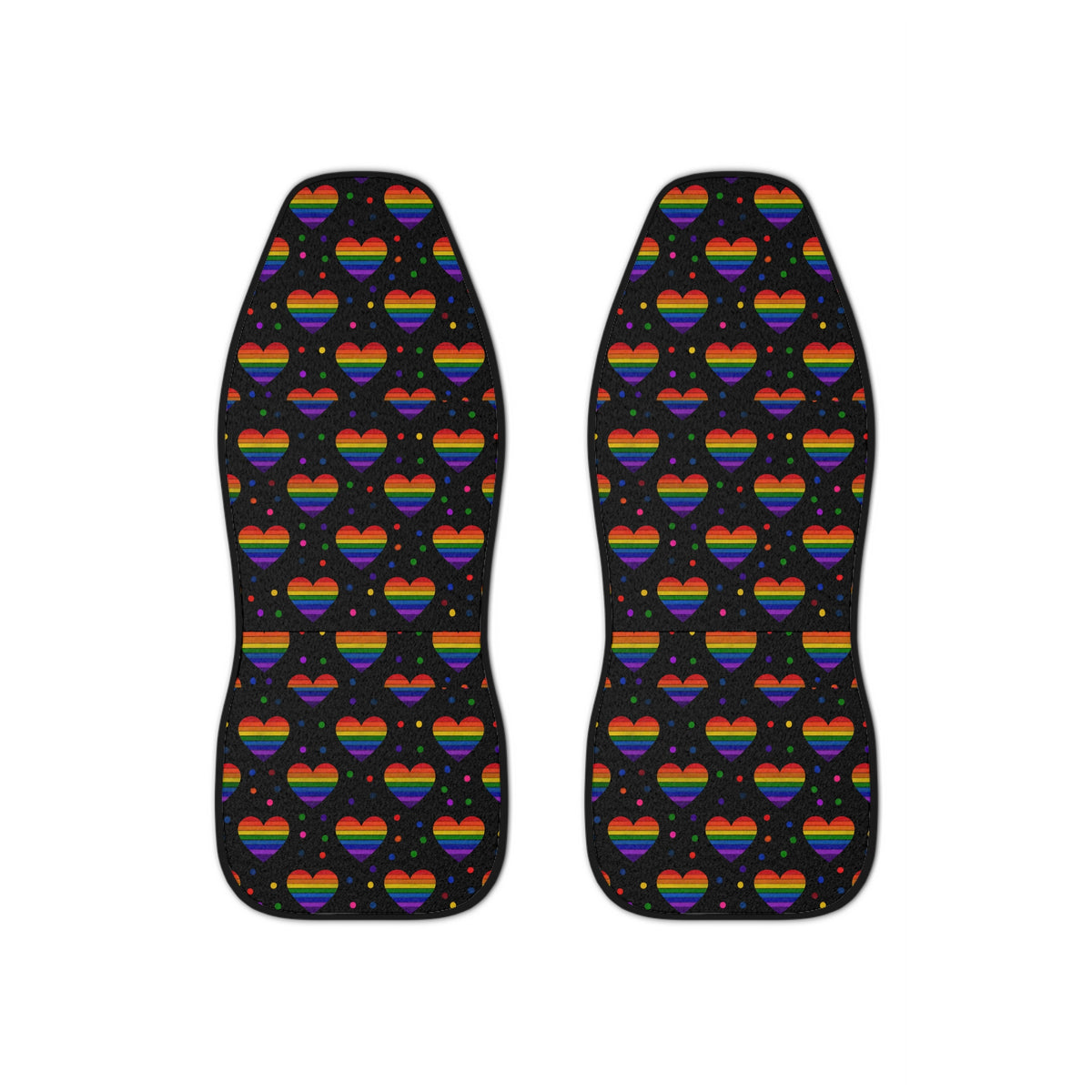 Black rainbow pride car seat covers, set of two front seat covers