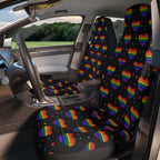 Black rainbow pride car seat covers, product view 3