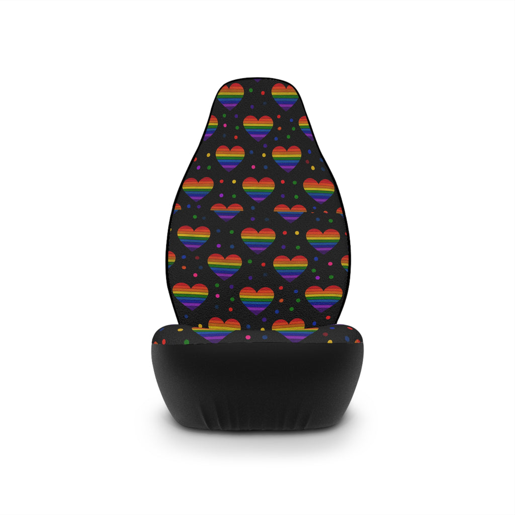 Black rainbow pride car seat covers, product view 4