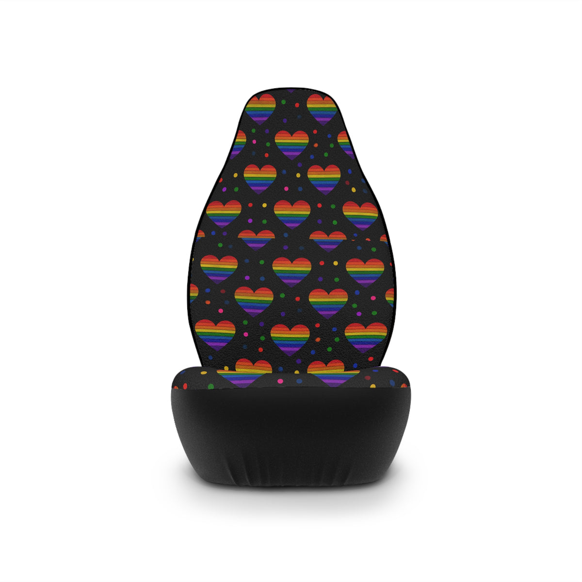 Black rainbow pride car seat covers, product view 4