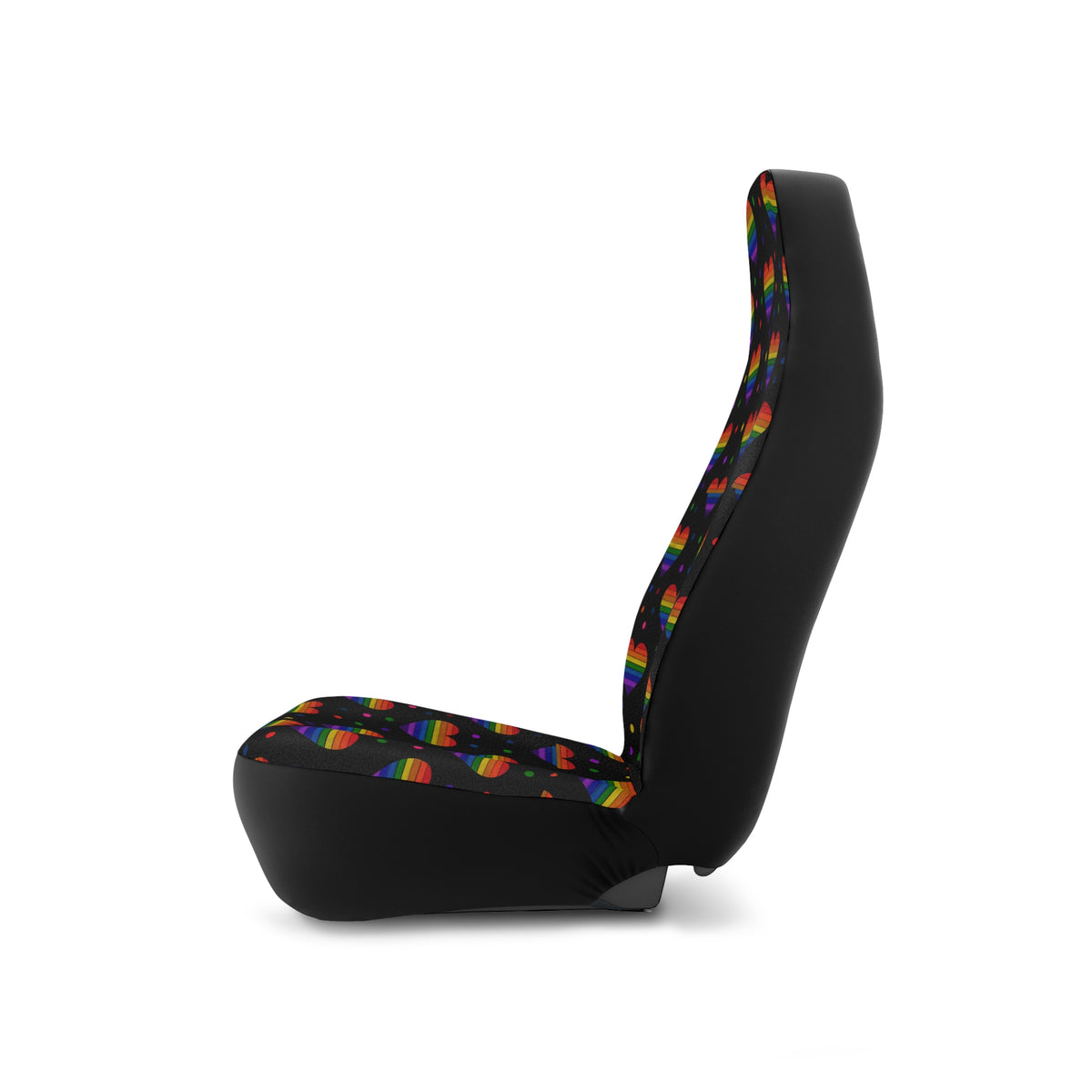 Black rainbow pride car seat covers, product view 7