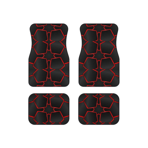 Black Red Polygon car mats set of 4