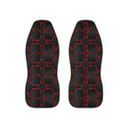 Black red polygon car seat covers, set of two front seat covers