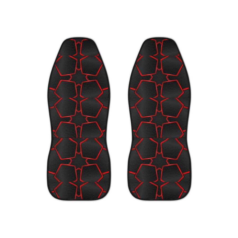Black Red Polygon car seat covers