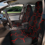 Black red polygon car seat covers, product view 3