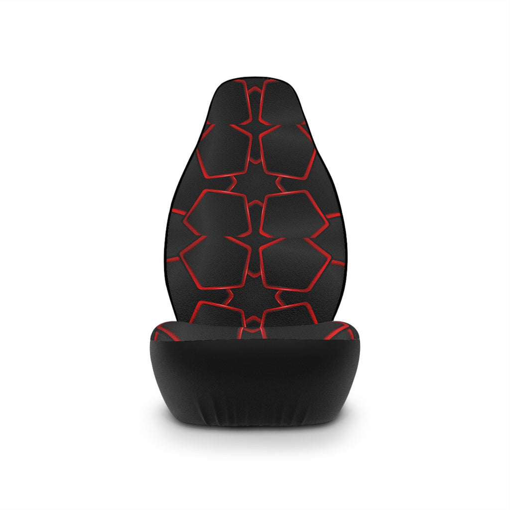 Black red polygon car seat covers, product view 4