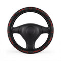 Black red polygon steering wheel cover, on a steering wheel