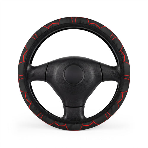 Black Red Polygon steering wheel cover