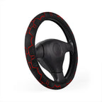 Black red polygon steering wheel cover, product view 2