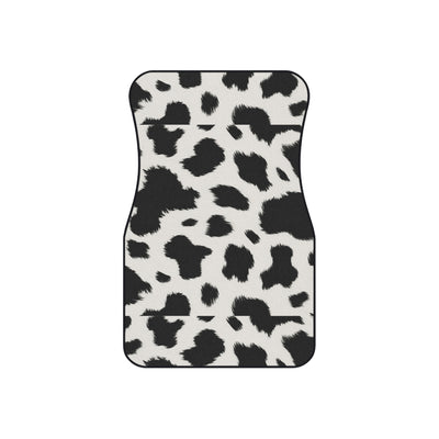 Black white cow print car mats, set of four, front and rear mats
