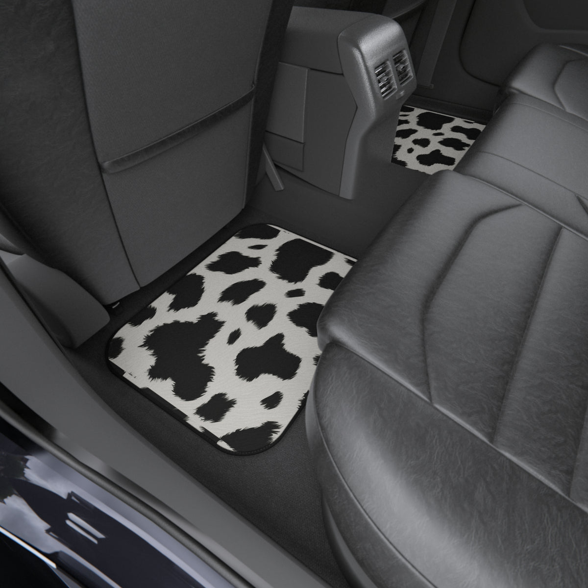 Black white cow print car mats, product view 10