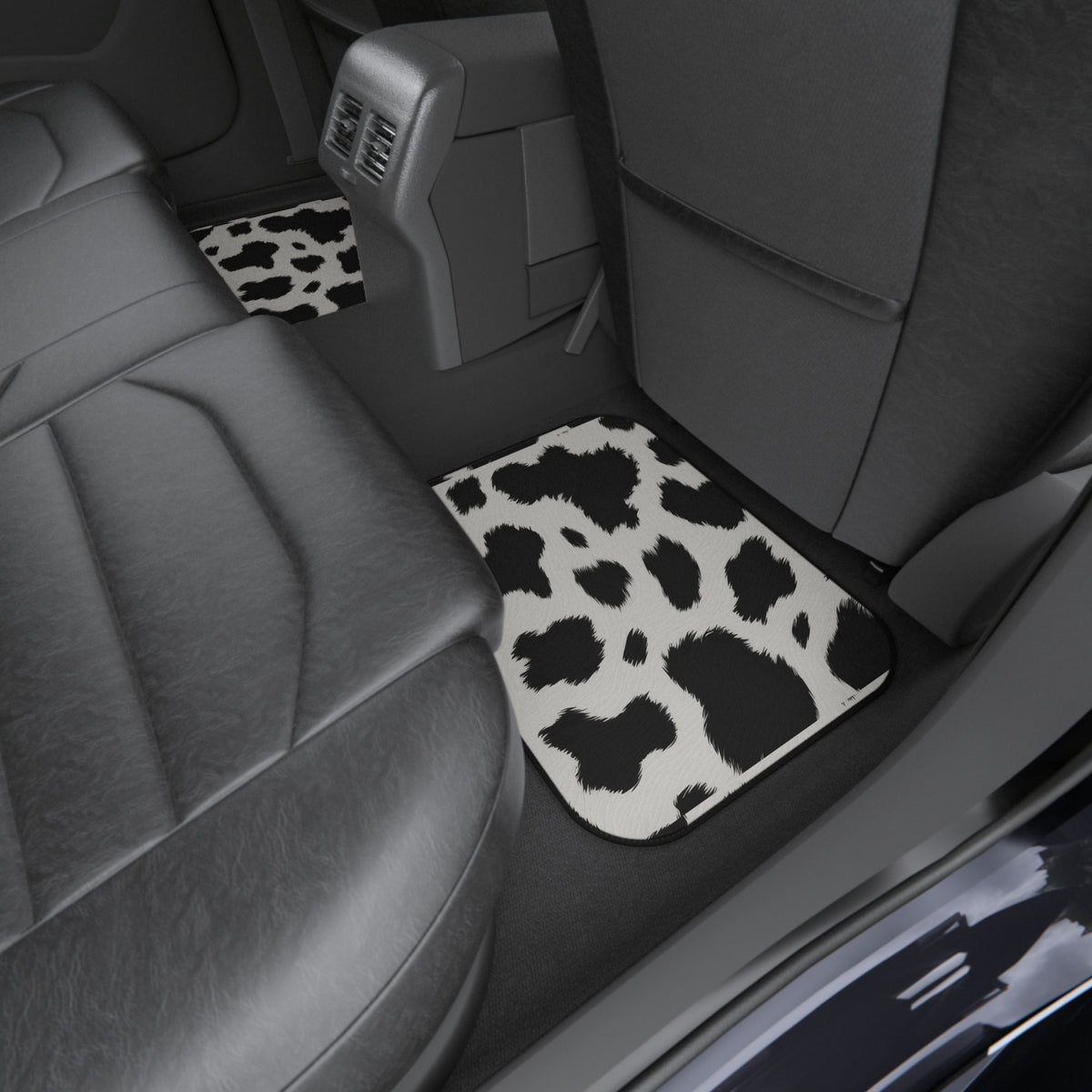 Black white cow print car mats, product view 11