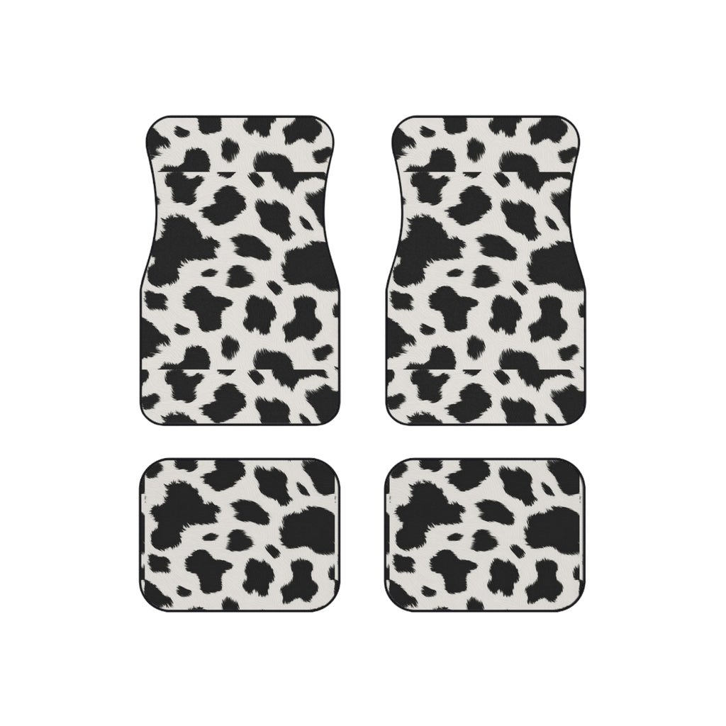 Black white cow print car mats, product view 6
