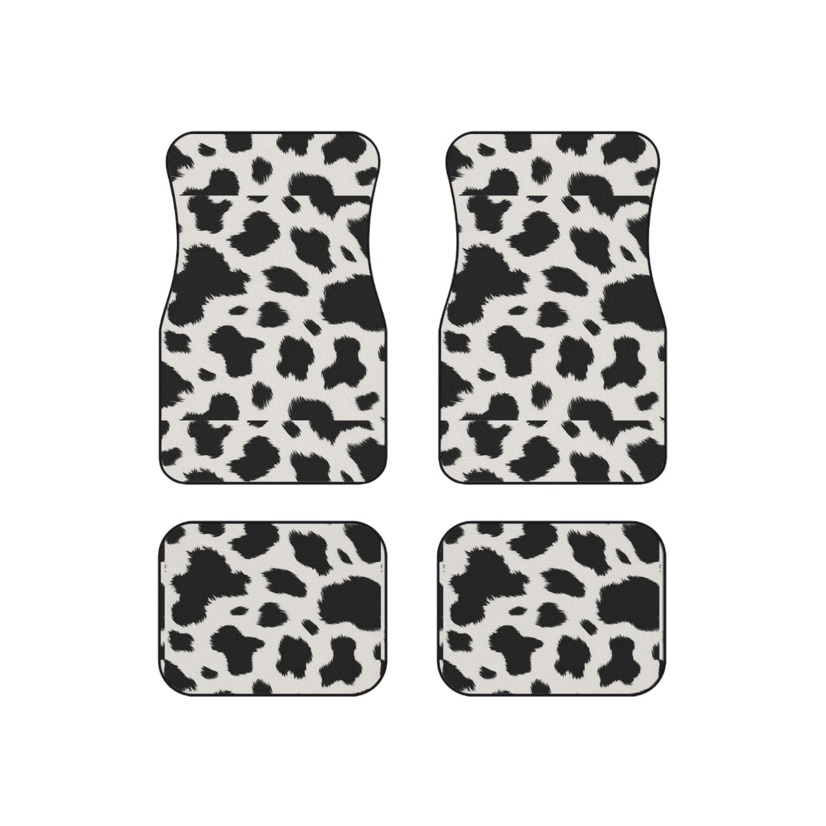 Black white cow print car mats, product view 6