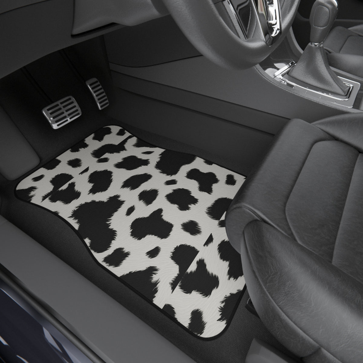 Black white cow print car mats, product view 8