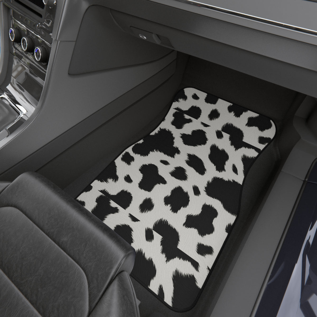 Black white cow print car mats, product view 9