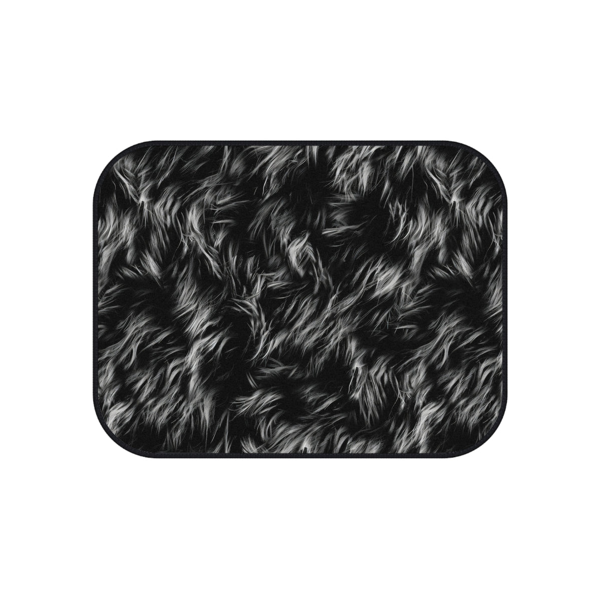 Black white fur look car mats, product view 4