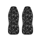 Black white fur look car seat covers, set of two front seat covers
