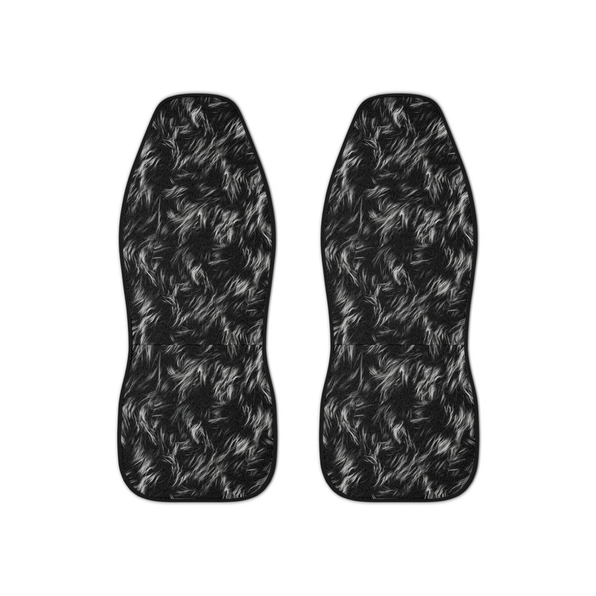 Black white fur look car seat covers, set of two front seat covers