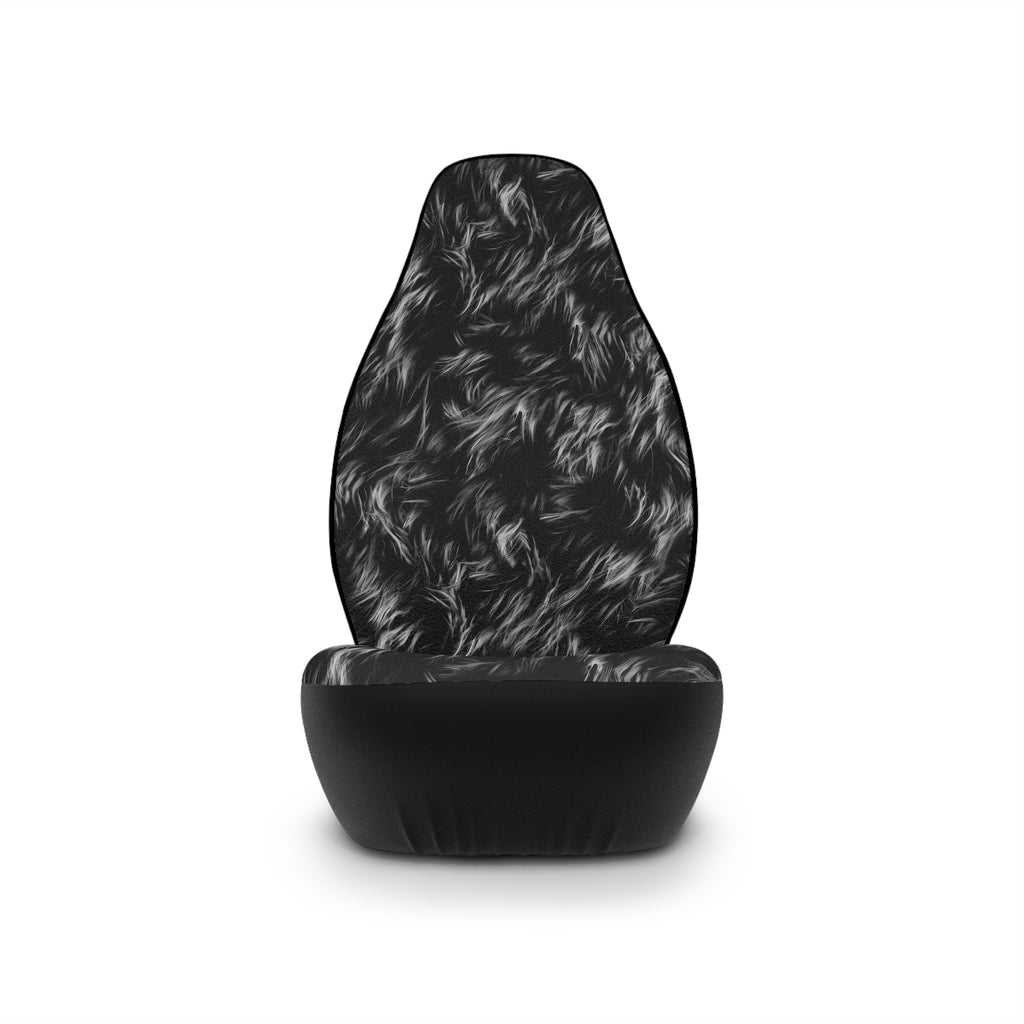 Black white fur look car seat covers, product view 4