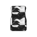 Black white wave car mats, set of four, front and rear mats