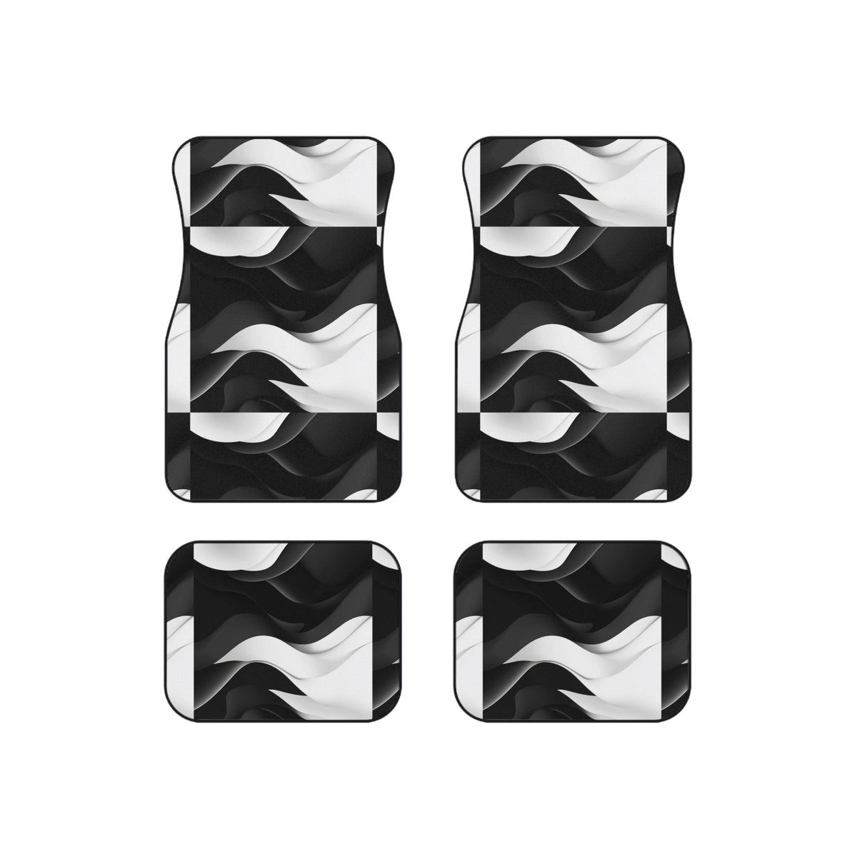 Black white wave car mats, product view 6