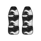 Black white wave car seat covers, set of two front seat covers