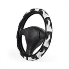 Black white wave steering wheel cover, product view 3