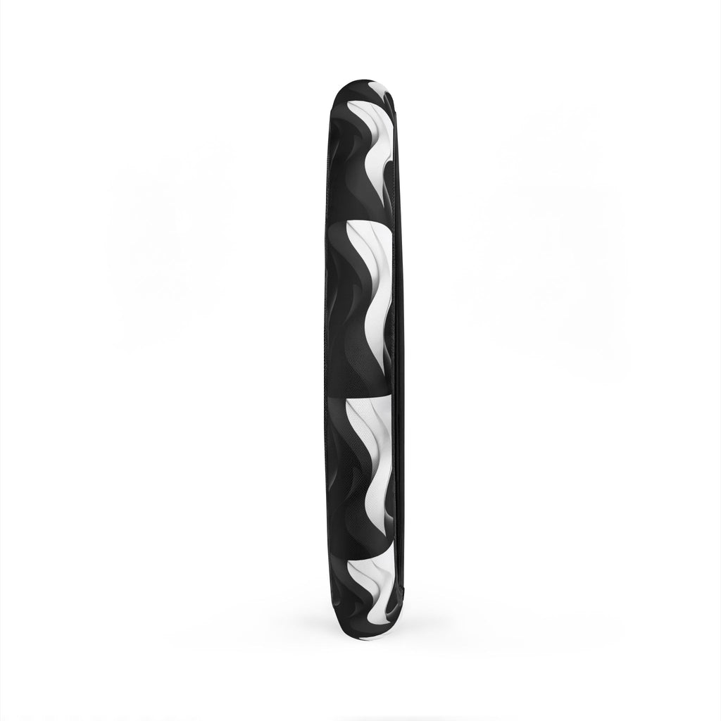 Black white wave steering wheel cover, product view 4