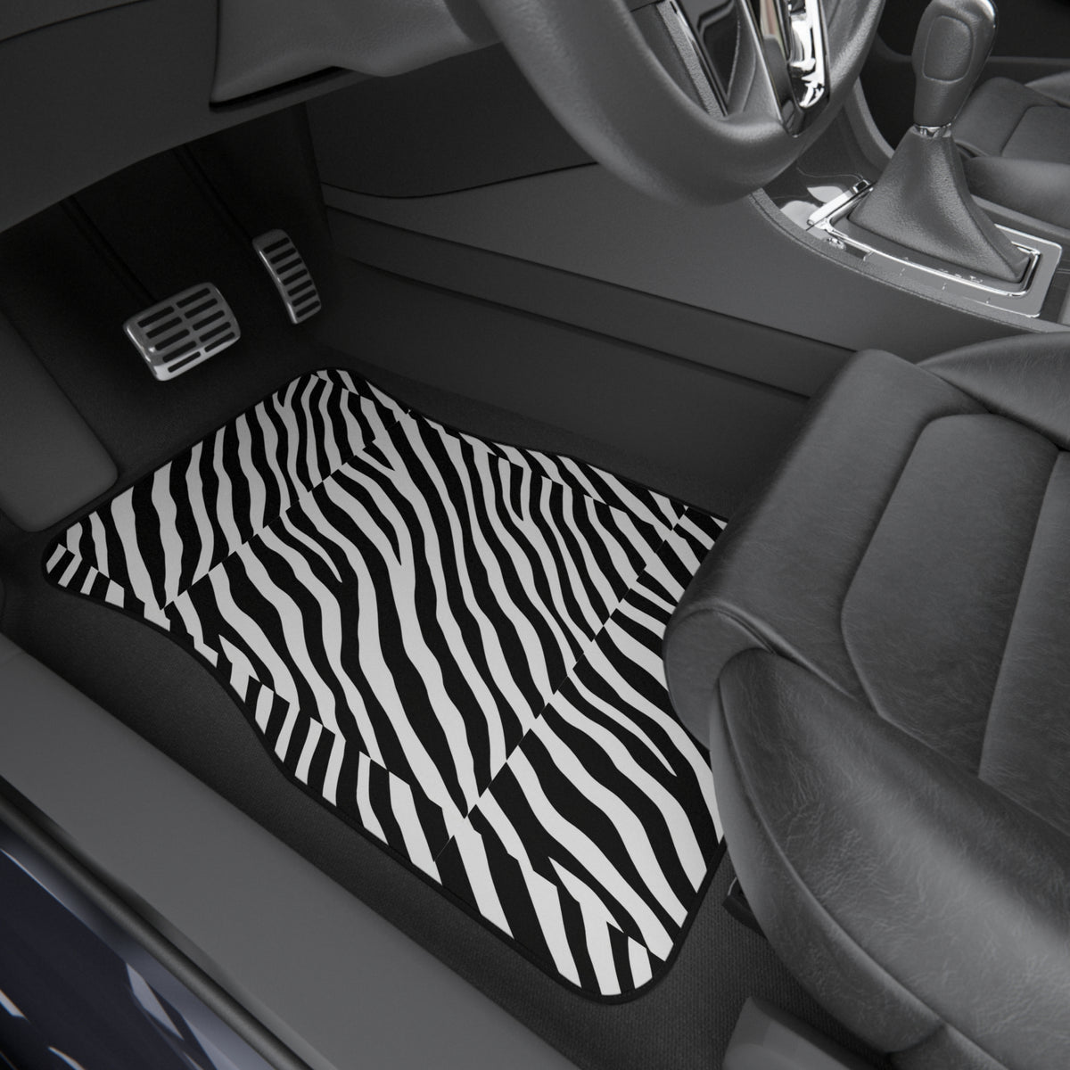Black white zebra print car mats, product view 8
