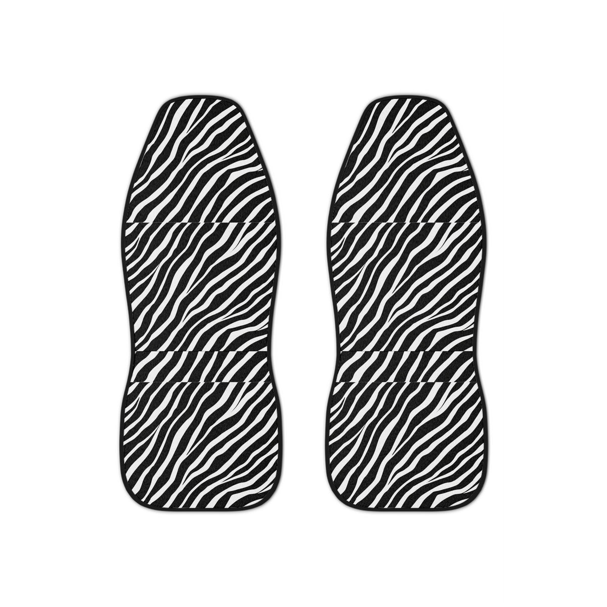 Black white zebra print car seat covers, set of two front seat covers