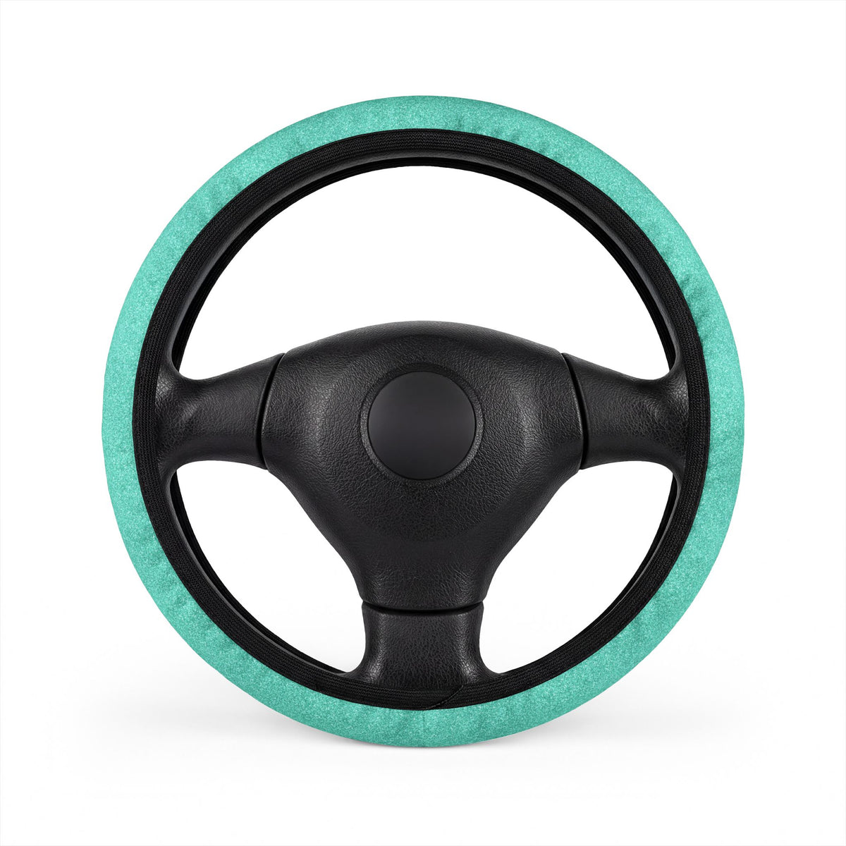 Blue rainbow glitter steering wheel cover, on a steering wheel